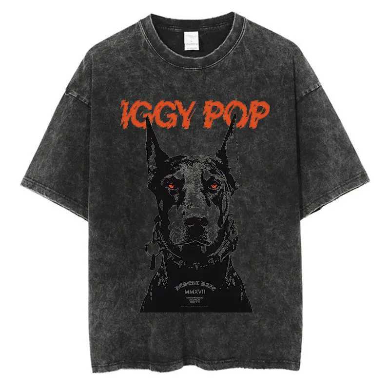 Animal Cat Print Vintage Washed Tshirt Harajuku Streetwear Graphic Y2K T-Shirt Summer Short Sleeve 100% Cotton Hip Hop Tshirt X250516