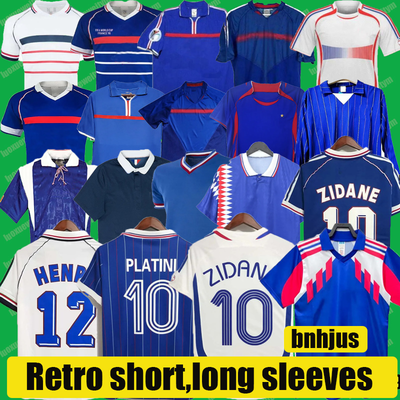 1998 Frenchs Classic Vintage Jersey 1982 84 86 88 90 98 00 04 06 ZIDANE soccer jerseys MAILLOT DE FOOT MBAPPE REZEGUET DESAILLY HENRY PLATINI Retro Men Kids Football Kit