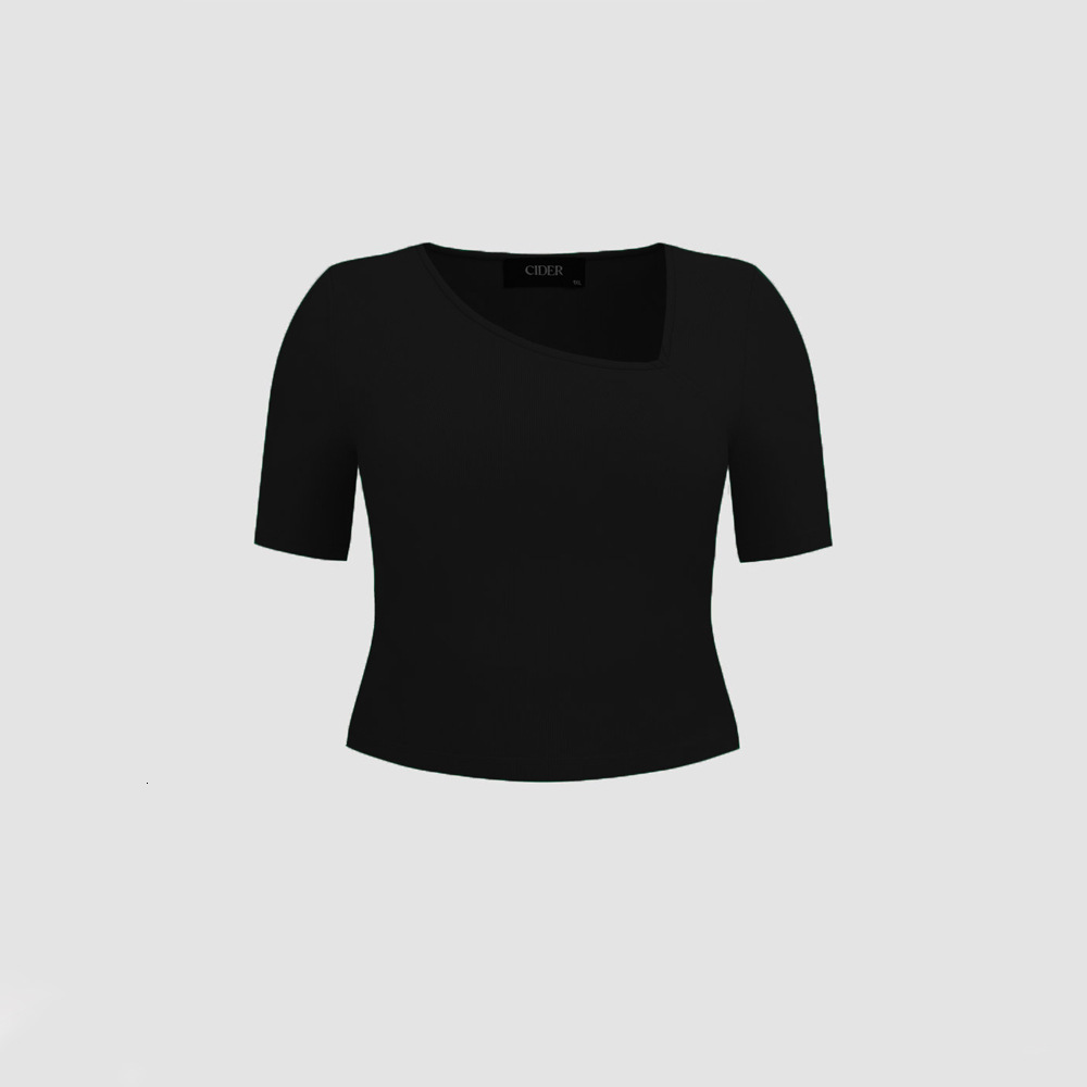 Short Sleeved T-shirt for Women in Spring Solid Color Slim Fit Simple Ins Casual Base Shirt Top