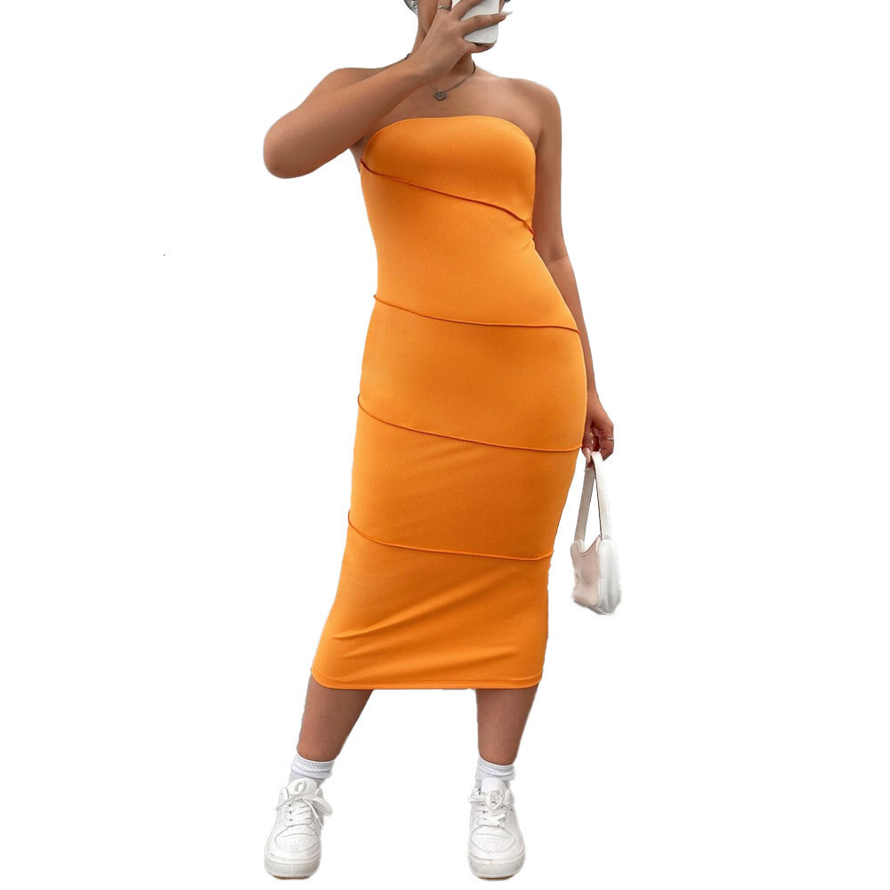 New Plus Size Instagram Influencer Slim Fit Slimming Hip Hugging Sexy Strapless Dress Fashionable Dress