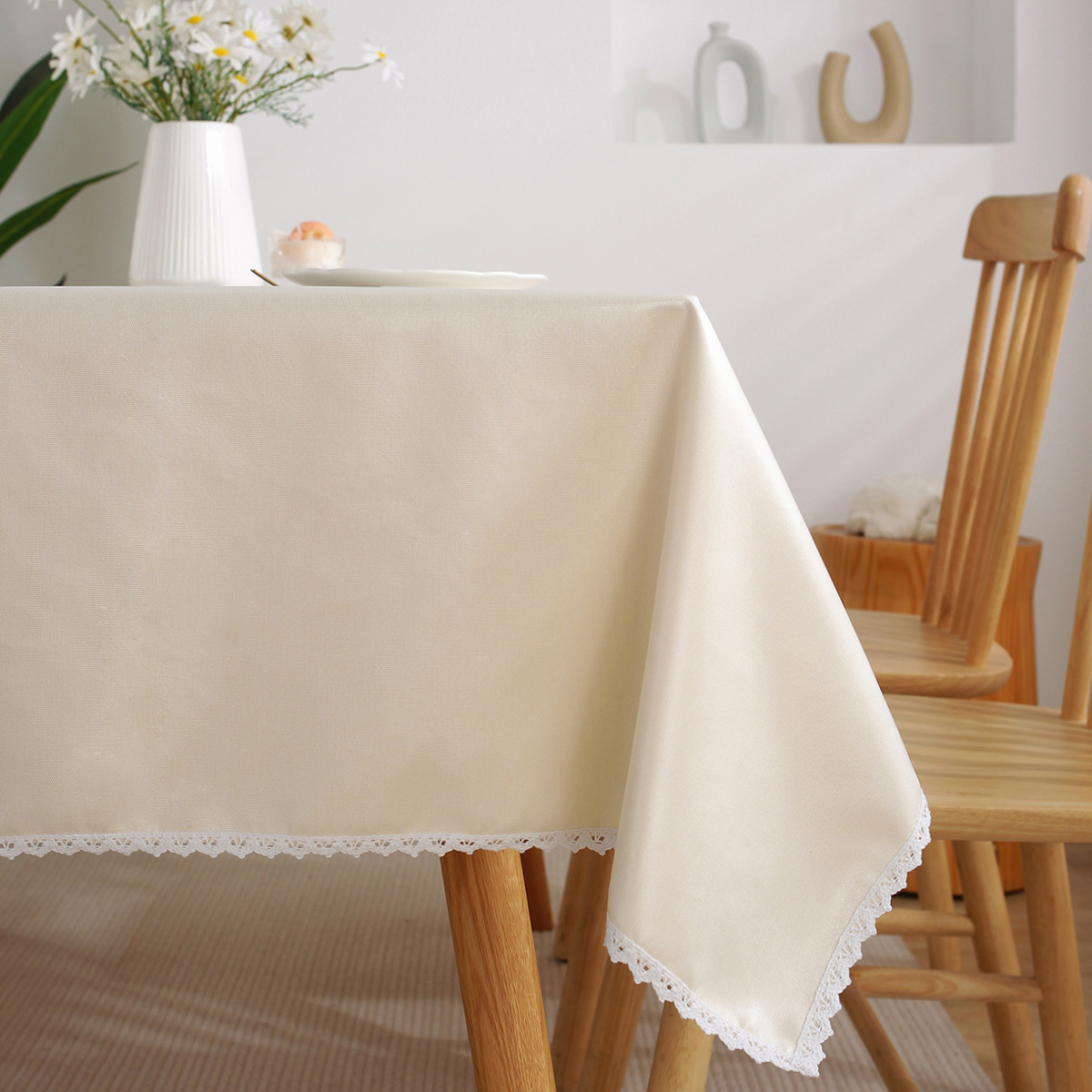 B395 cotton and linen tablecloth waterproof and oil-proof wash-free solid color tablecloth restaurant coffee table tablecloth spot wholesale