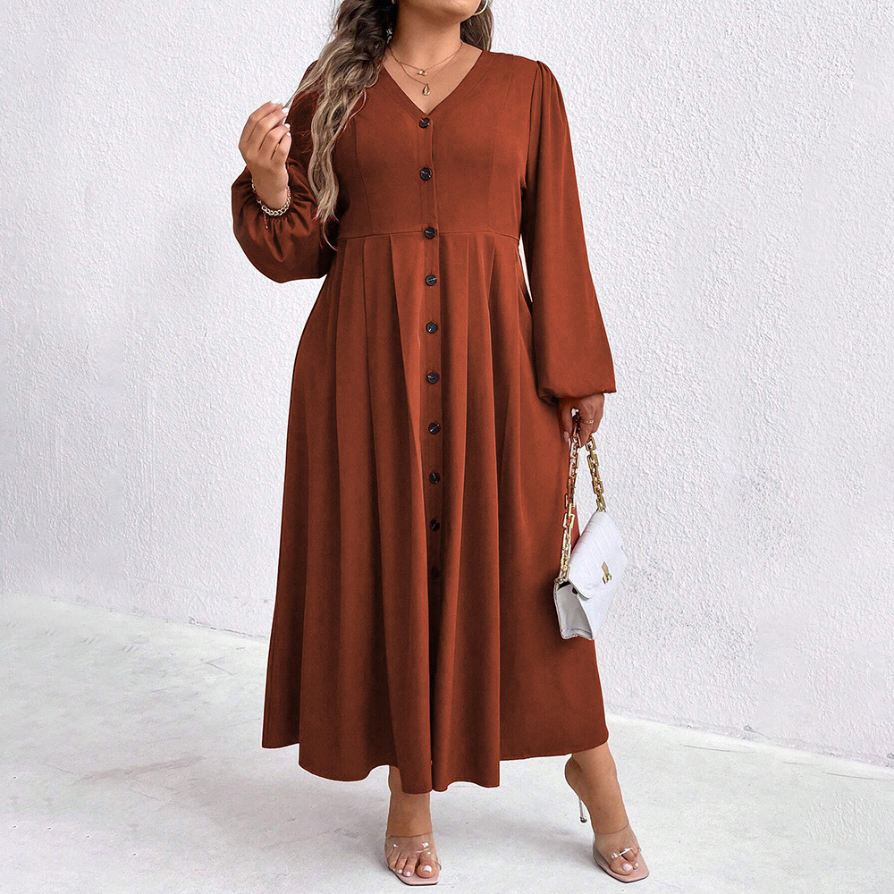 Womens Plus Size Elegant Style Dress Autumn and Winter High-end Fashion High Waist Slim Fit Long Skirt