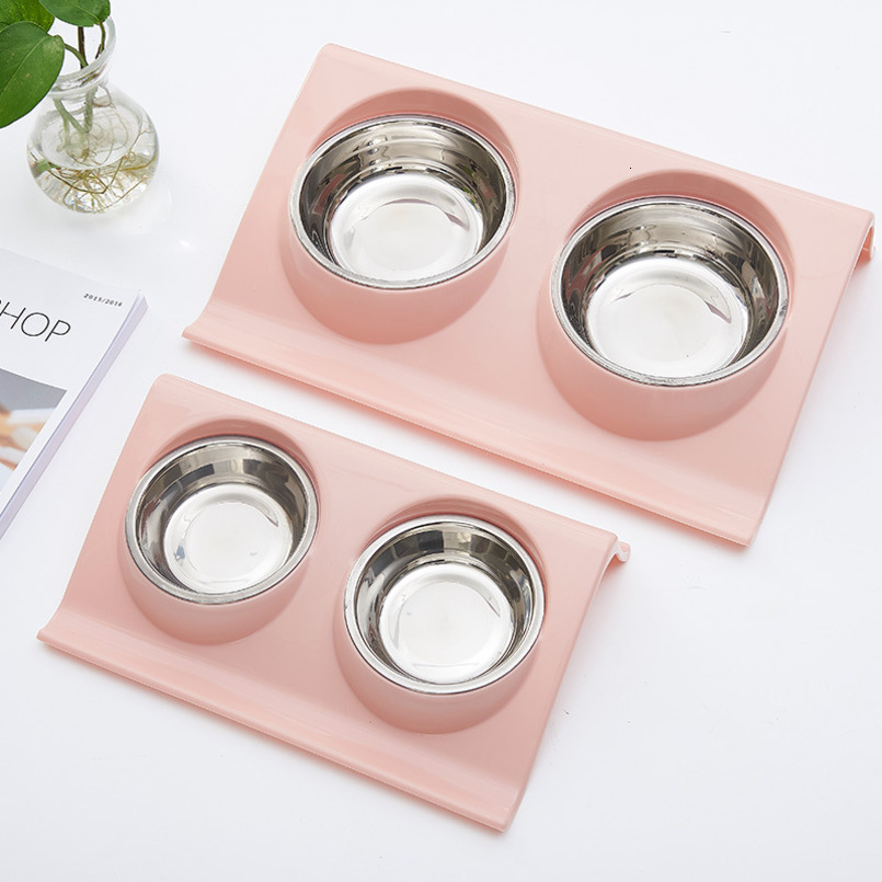 Pet Supplies Feeders Designer Stainless Steel Neck Protection Cat Food Double Dog Drinking Bowl Pet Utensils