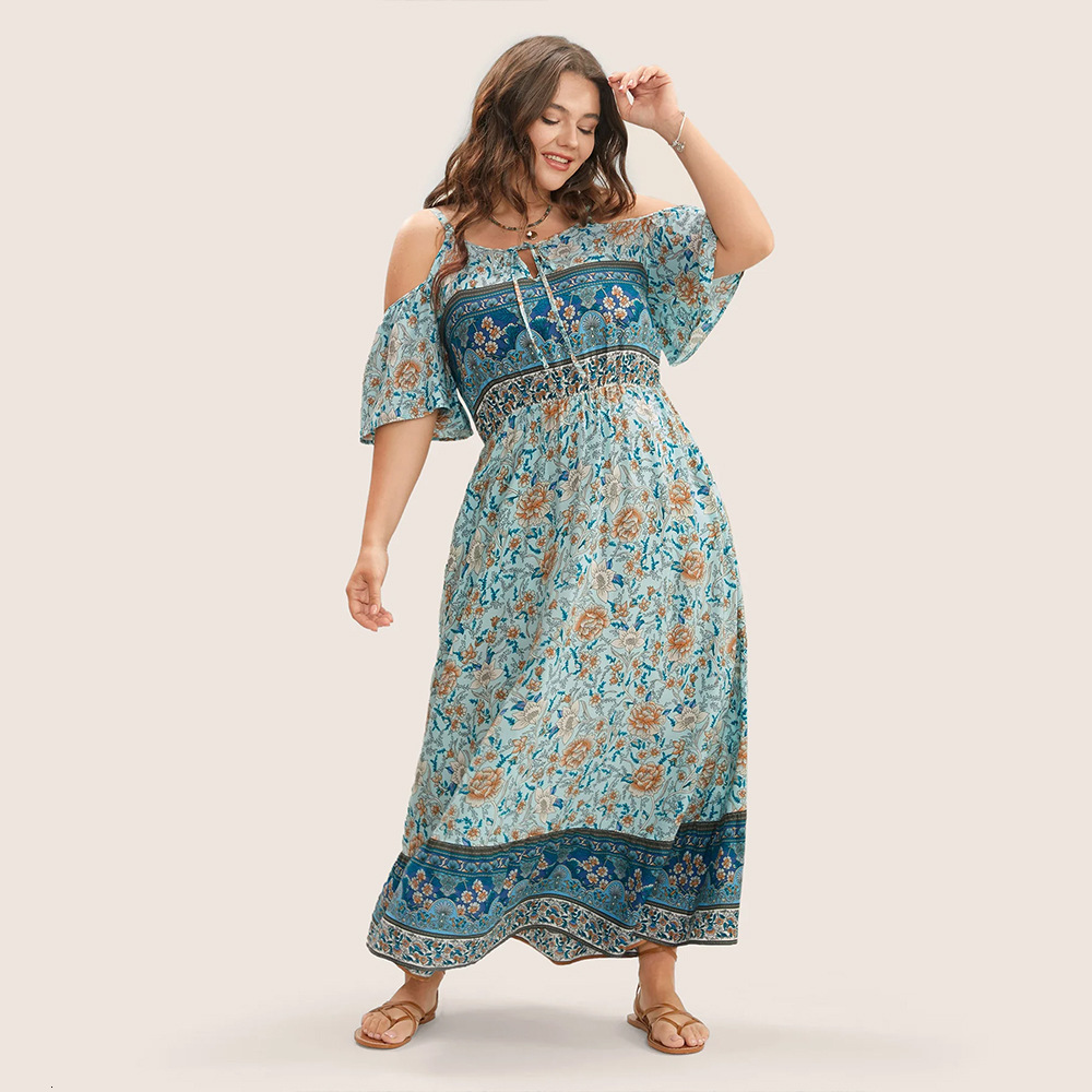 Oversized Womens Summer Suspender Sexy Casual Vacation Off Shoulder Floral Dress