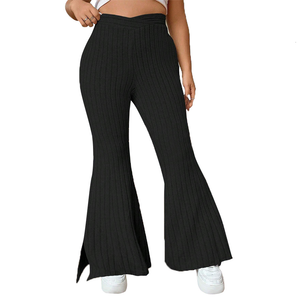 Plus Size Womens Simple Casual Pants for Autumn and Winter High Waisted Legs Slim and Wide Leg Pants