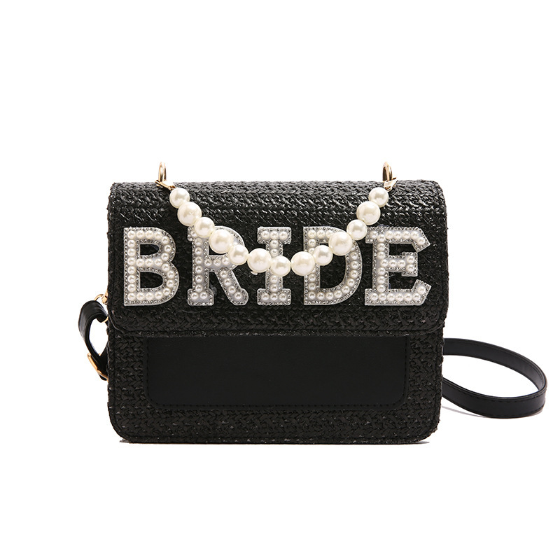 2025S Designer Letter Bridal Women Wallet Crossbody Wedding Gift Pearl Handbag Cover Woven Straw Bag