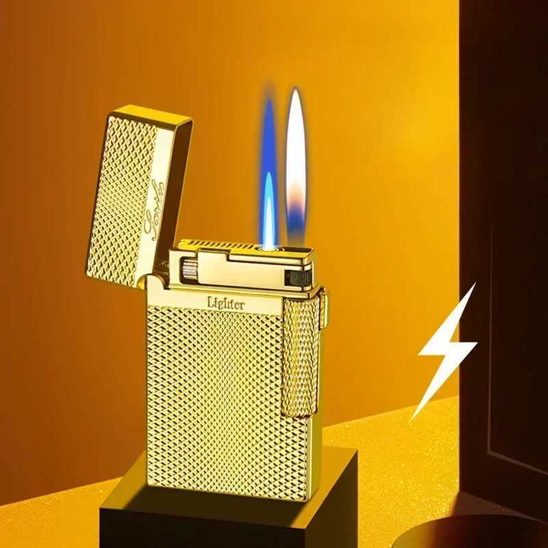 Metal Windproof Torch Gas Lighter Double Flame Butane Lighter Smoking Accessory Gadgets for Men Gift Cigarette LighterT250516