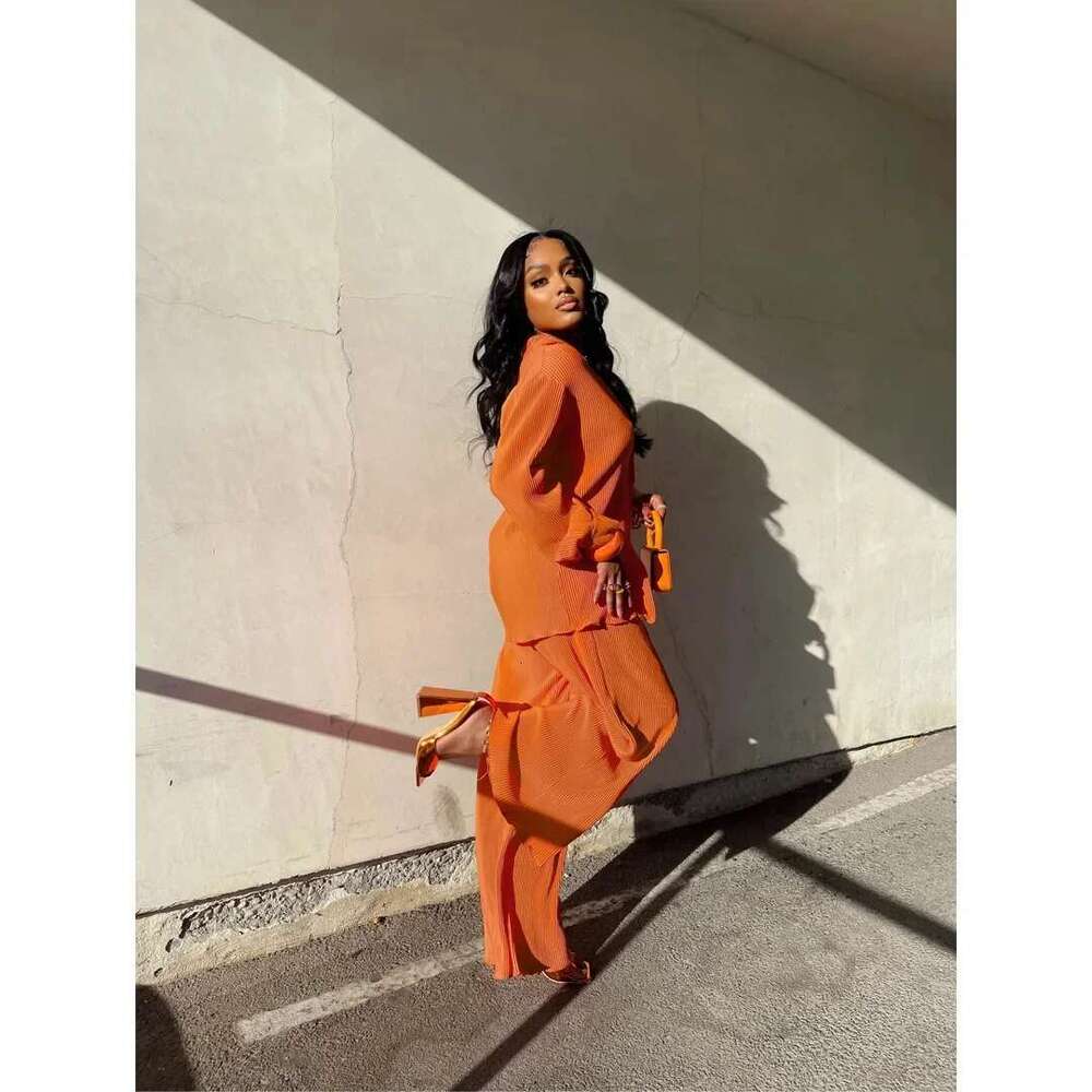 Street Women's Long Sleeve Shirt Tops and Wide Leg Pants Elegant Tracksuit Two Piece Set Sweatsuit Fiess Outfits