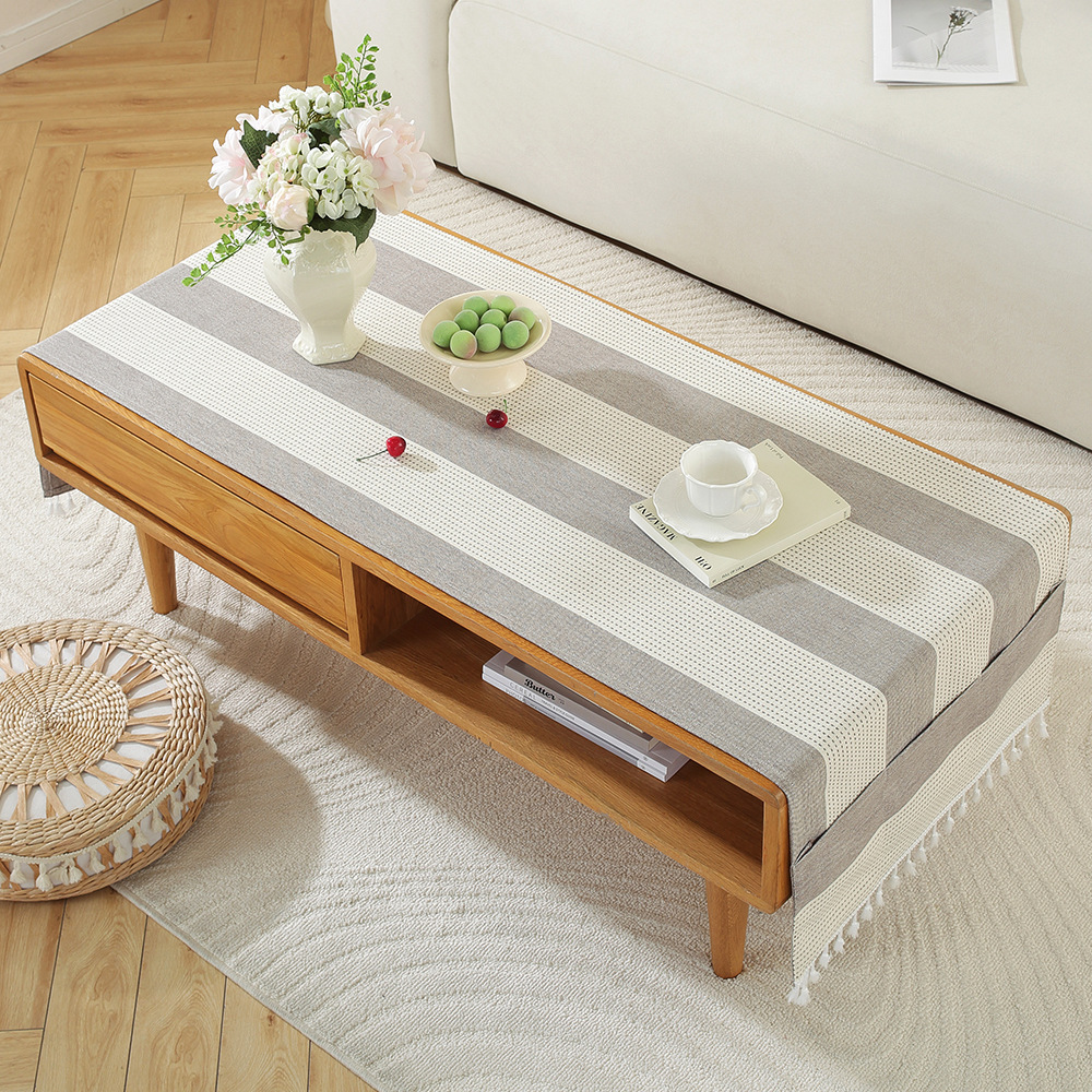 A744 Nordic home modern simple cotton and linen storage cover cloth rectangular tablecloth living room TV cabinet coffee table cover towel spot