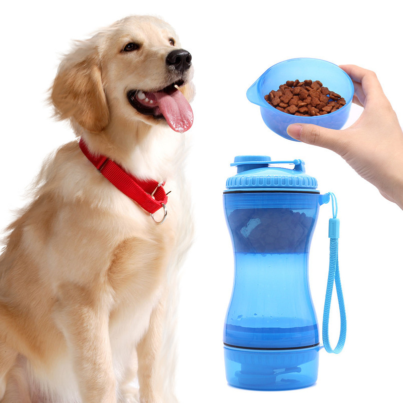 Outdoor Pet Kettle Bottle For Dogs, Non Wetting Mouth, Accompanying Food Cup, Supplies, Water Dispenser