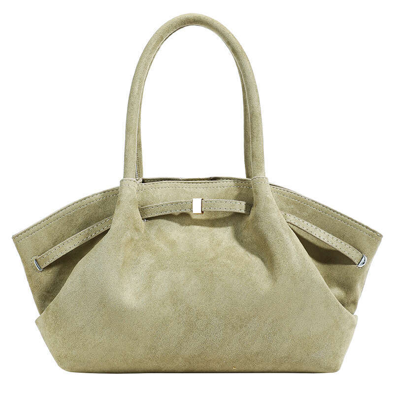 Design sense, large capacity, niche, high aesthetic handheld tote for women suede pleated underarm dumpling bag 2025 new style, unique and elegant tem