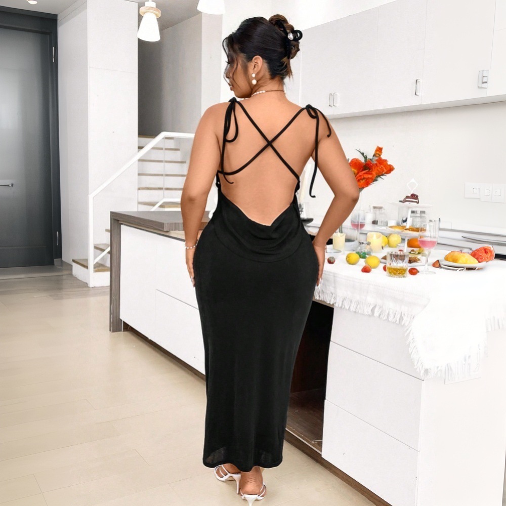 Large Womens Sexy Dress 2025 Spring/summer New Style Strap Slimming Long Dress