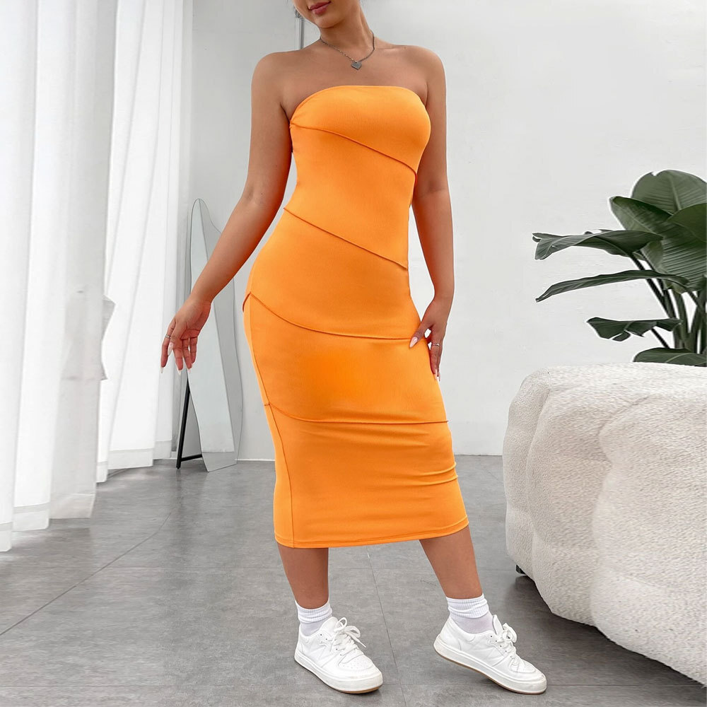 New Plus Size Instagram Influencer Slim Fit Slimming Hip Hugging Sexy Strapless Dress Fashionable Dress