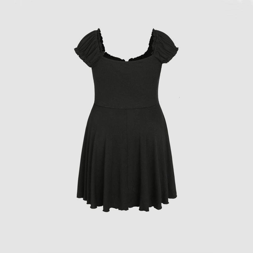 Plus Size Womens Dress with Waist Cinching and Slimming Cover Sleeves A-line Skirt Short Skirt Dress
