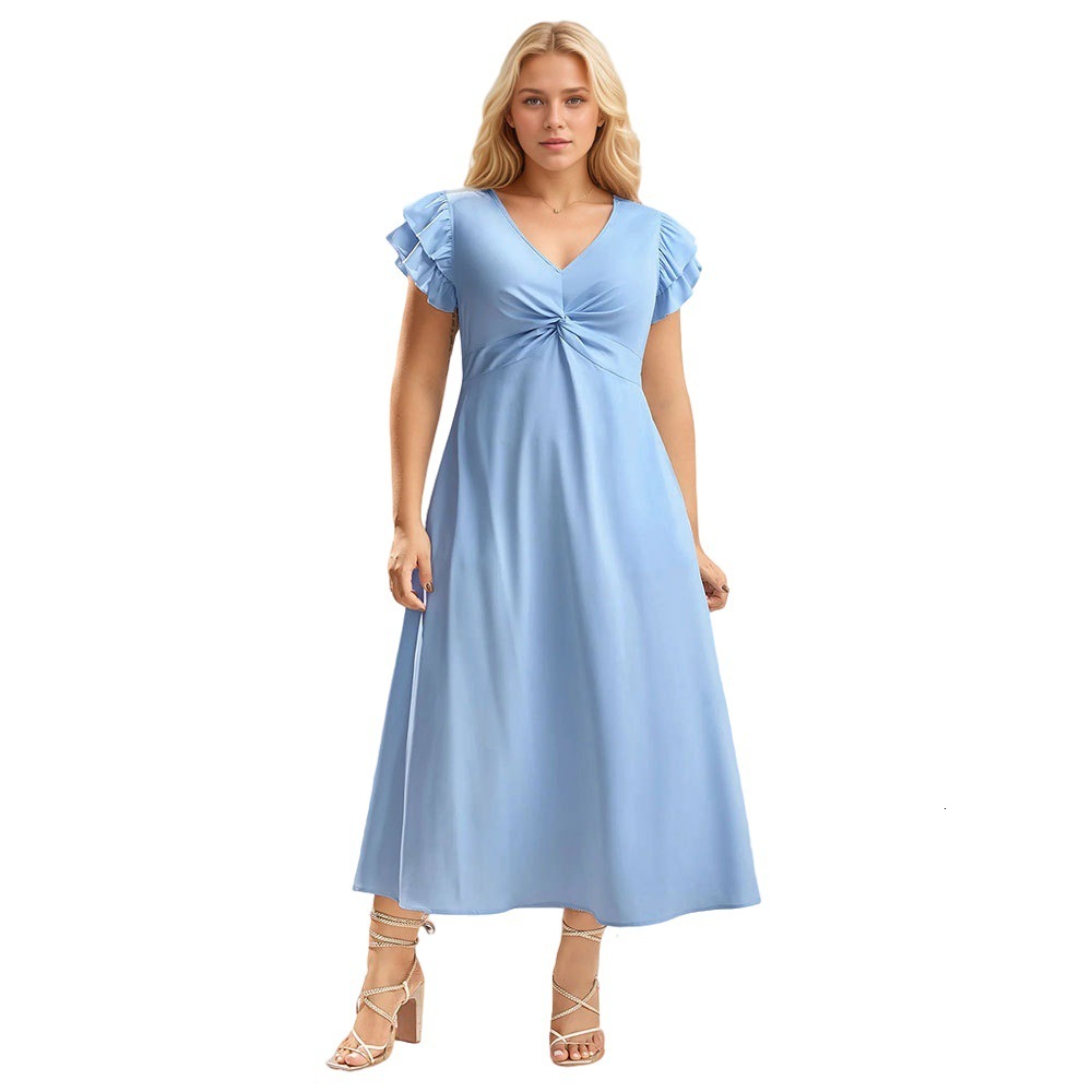 Large Size Womens Sweet and Age Reducing Dress with a Waist Cinching Flesh Covering Slimming and High-end Feel Long Skirt