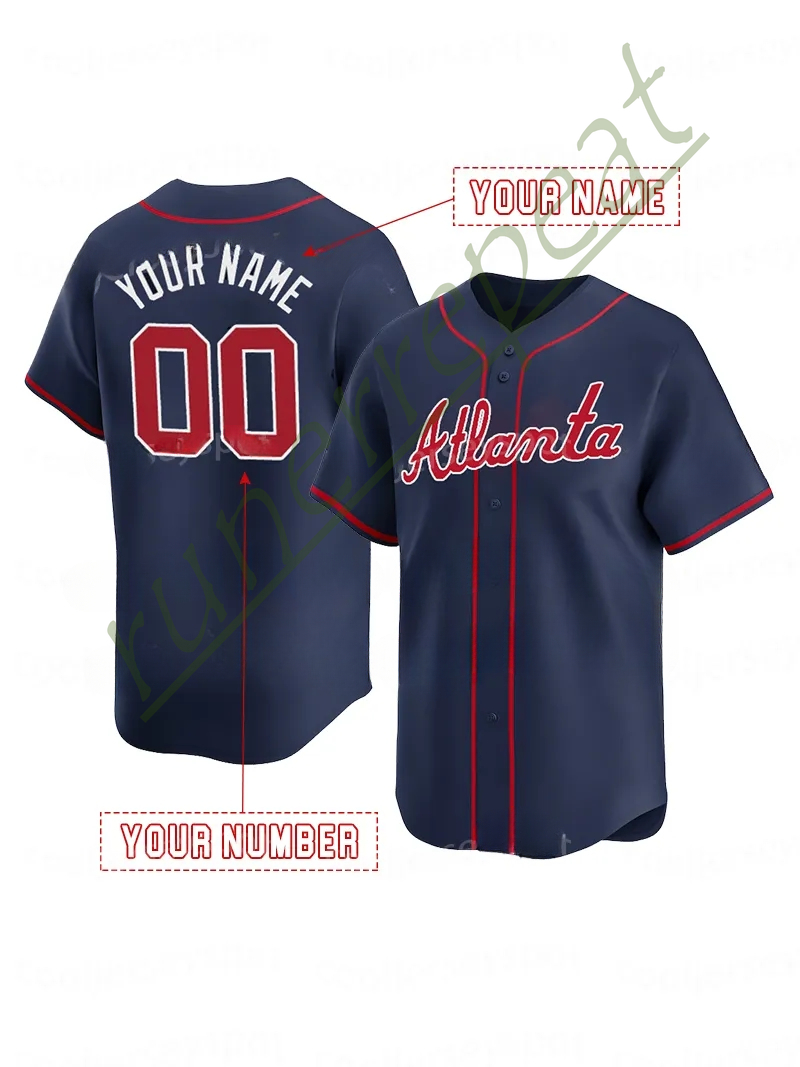 Baseball Jersey Matt 28 Olson Harris II Sean 12 Murphy Ozzie 1 Albies Austin Riley 13 Acuna Jr. Customized Name Number Stitched