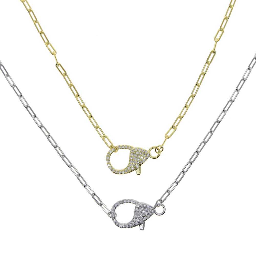 100% 925 Sterling Silver Classic Clear Cz Paved Lobster Charm Choker Jewelry Summer For Wen Fashion Lobster Pendant Necklace X2505161