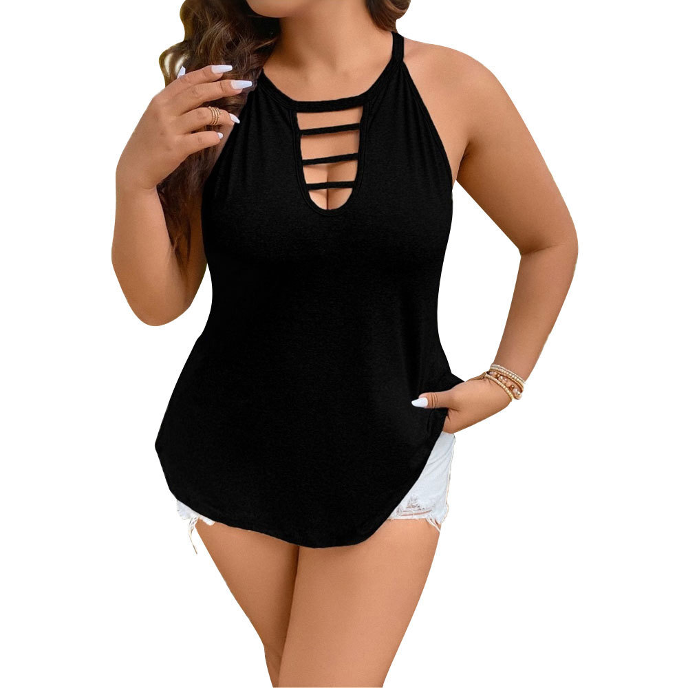 Plus Size Womens Sexy Minimalist T-shirt for Spring and Summer Slim Fit and Slimming Top