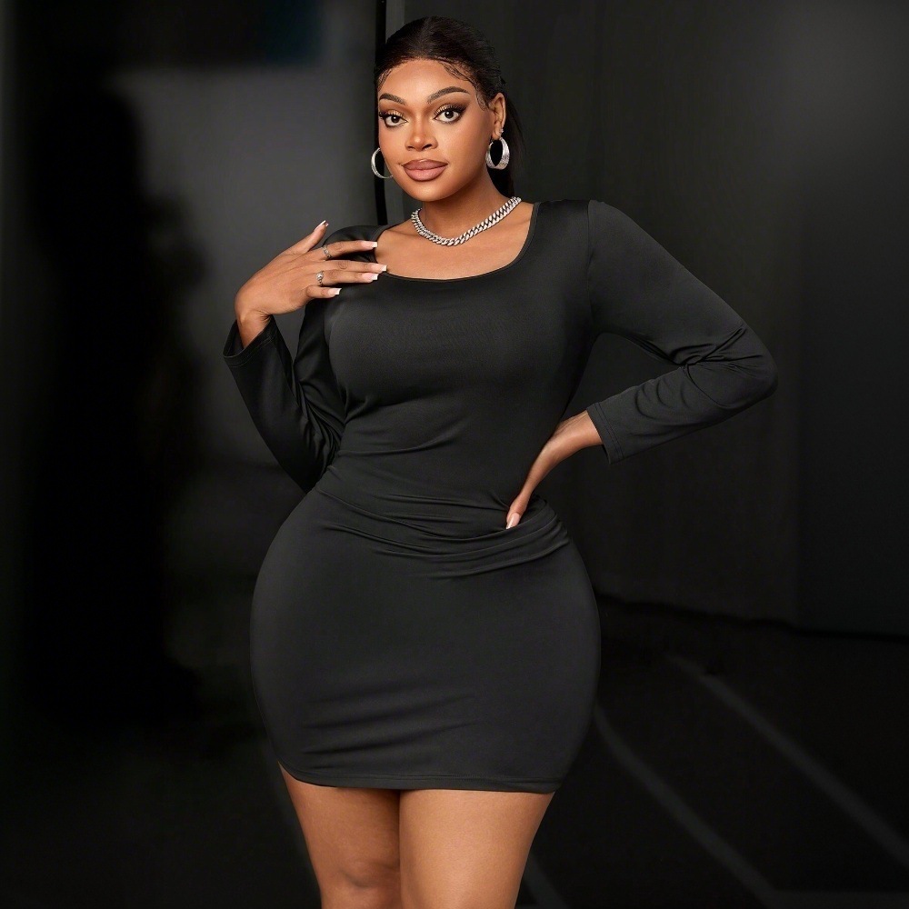 Womens Sexy Slim Fit Dress Autumn and Winter New High Waist Slimming Versatile Hip Hugging Short Skirt