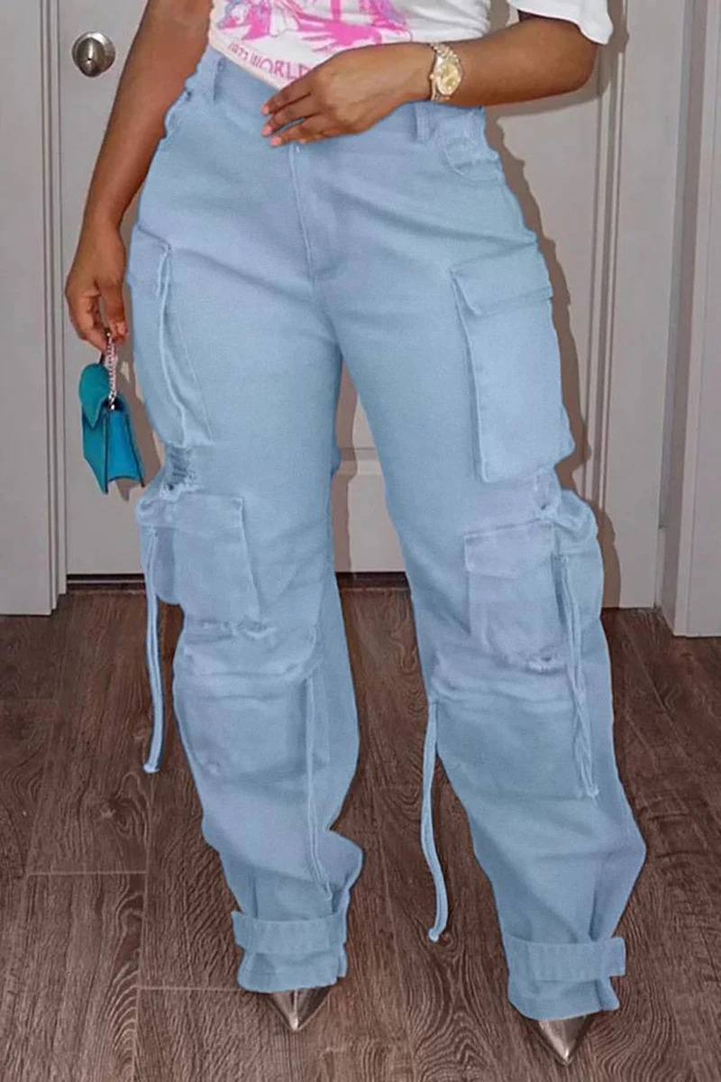 Plus Size Jeans Women Denim Pants Stretch Loose Leggings Y2K Streetwear Stylish Cargo Pants Cool Girl Fashion Bottoms 250515