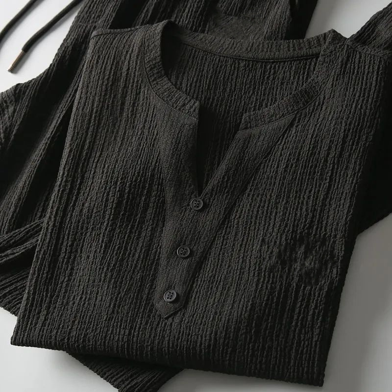 Mens Tracksuits (Shirt Trousers) Summer Fashion Men Shirt Breasted Shirts Mens High Quality Two Piece Size M-4XL Tracksuit