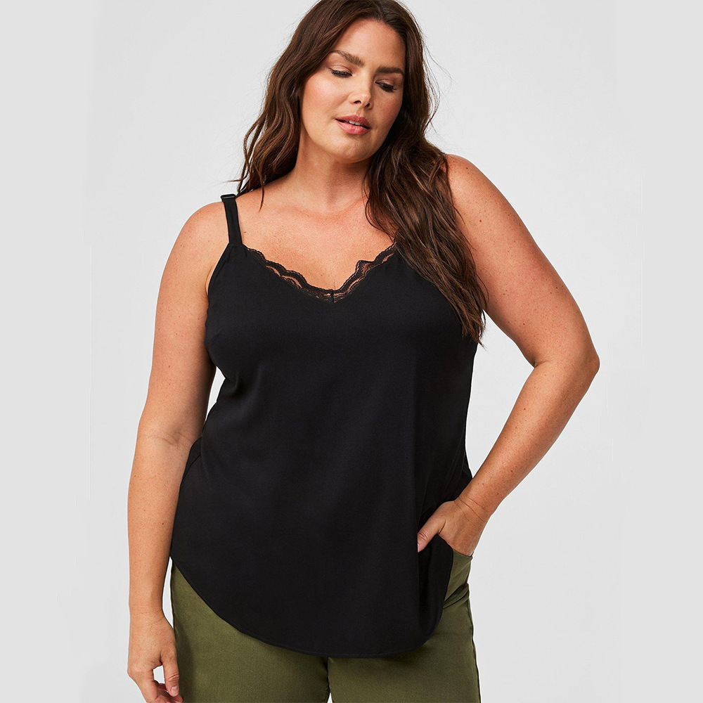 Basic Plus Size Womens Simple Commuting Vest for Autumn and Winter Slim Fit Solid Color Versatile Camisole Top