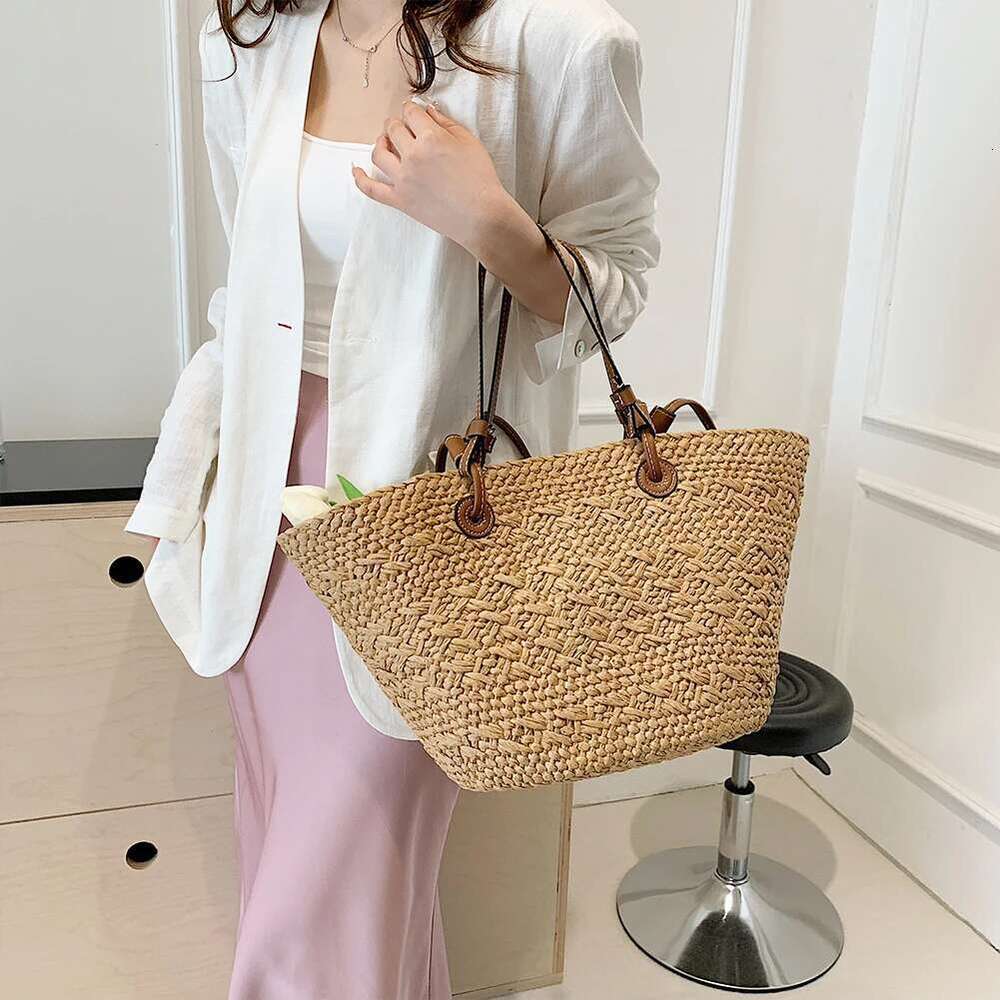 Women Fashion Shoulder Large Capacity Simple Woven Handbag Tote Clutch Bags Chic Hobo Bag for Party Vacation