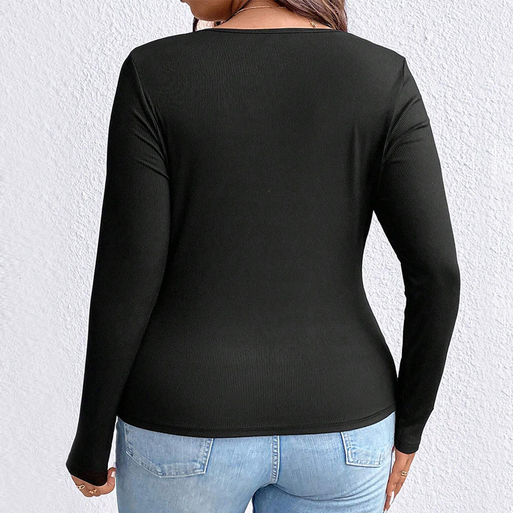 Large Size Womens Clothing Autumn and Winter New Item Slim Fit Round Neck Long Sleeved T-shirt Knitted Temperament Versatile Top