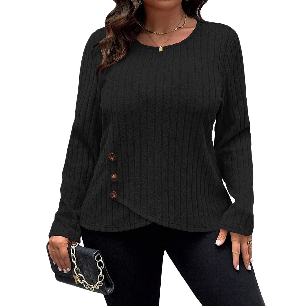 Plus Size Womens Fashion Simple T-shirt Autumn and Winter New Versatile Commuting Slim Fit Interior Top