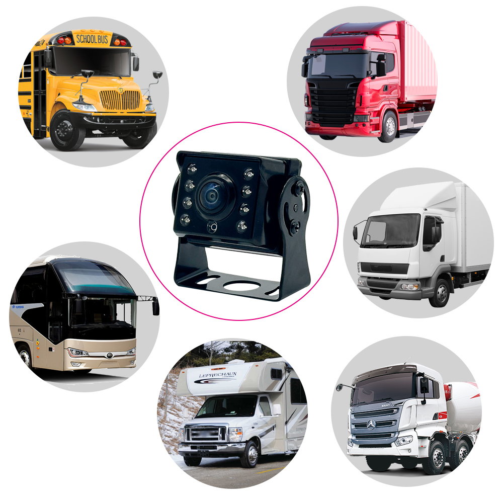 Vehicle Rear View camera Reverse Parking Car Camera 8 LED Night Vision HD AHD 720/1080P Backup Camera for Bus Trailer RV Camper Truck Van 12V-24V