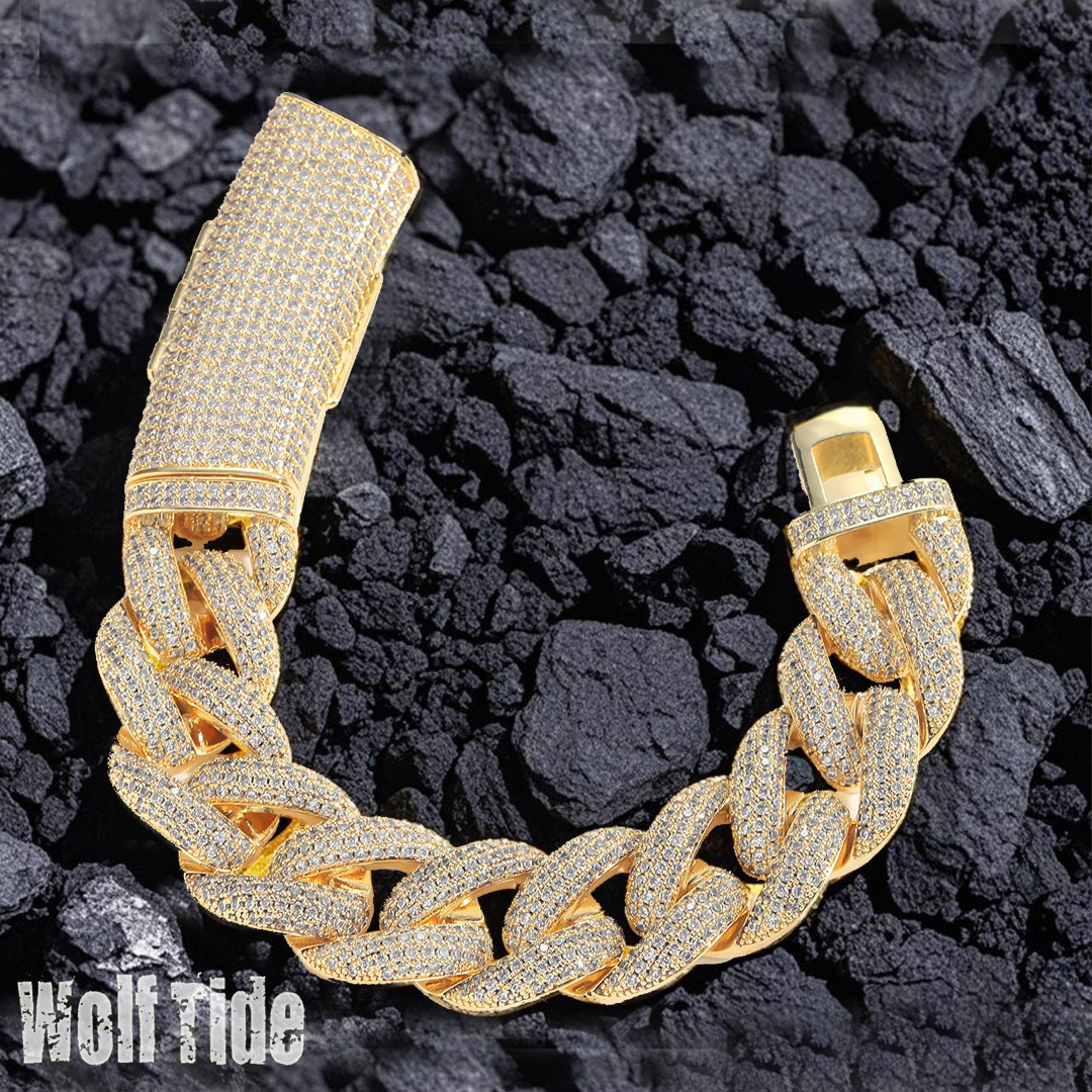 20mm Bling Chunky Hip Hop Cuban Link Bracelet With Long Buckle Diamond Rapper Chains Personalized Mens Iced Out Cubic Zirconia Wolf Tide Rapper Jewelr