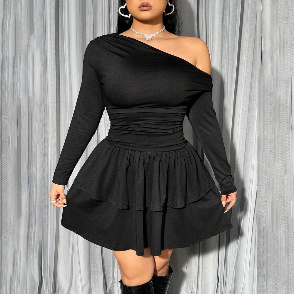 Plus Size Womens Sexy Style Dress Autumn and Winter New Sweet Girl High Waist Slim Fit Short Skirt