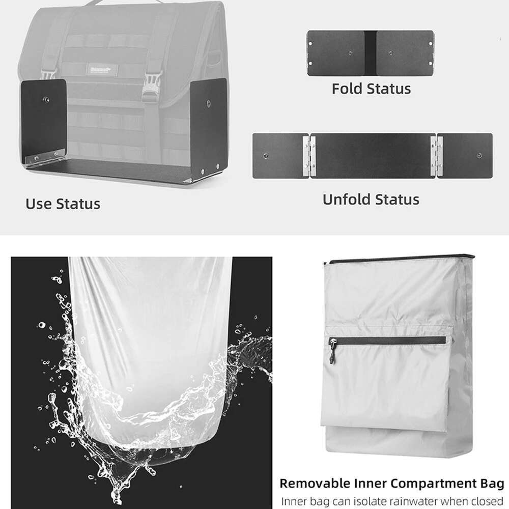 Rhinowalk Motorcycle Saddle Quick Release Lage Bag Large Capacity Side Storage Organizer 13L With Support Panel