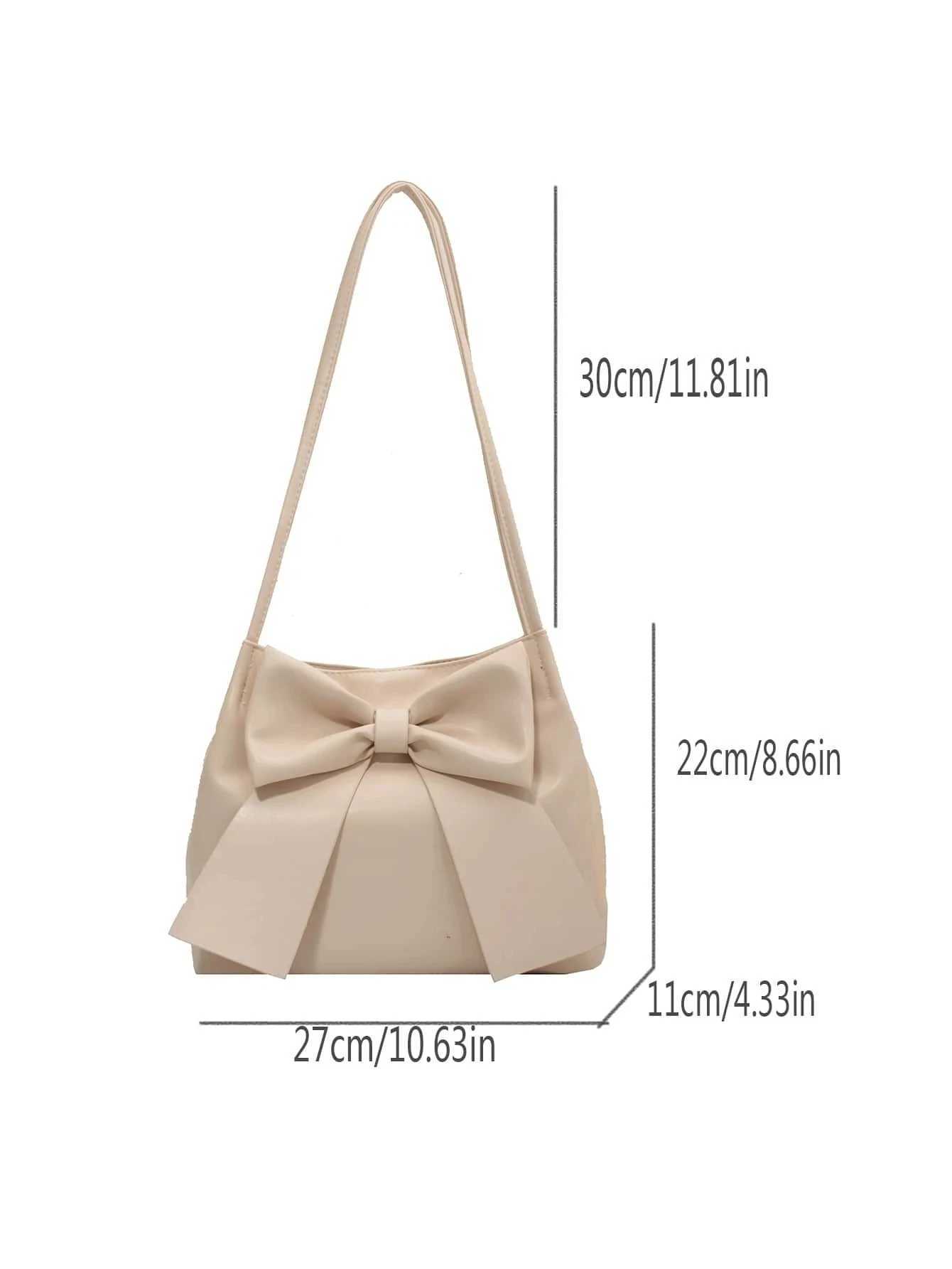 Fashionable Large Capacity Bow Knot Shoulder Bag Cute Kawaii Bow Decor Water Bucket Bag Lightweight Casual Handbag M250520