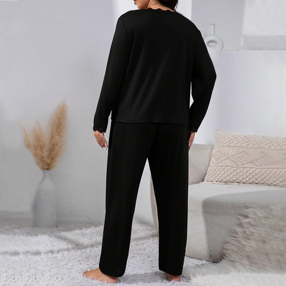 Versatile Casual Plus Size Home Suit Set for Autumn and Winter Loose and Comfortable Two-piece Set for Women