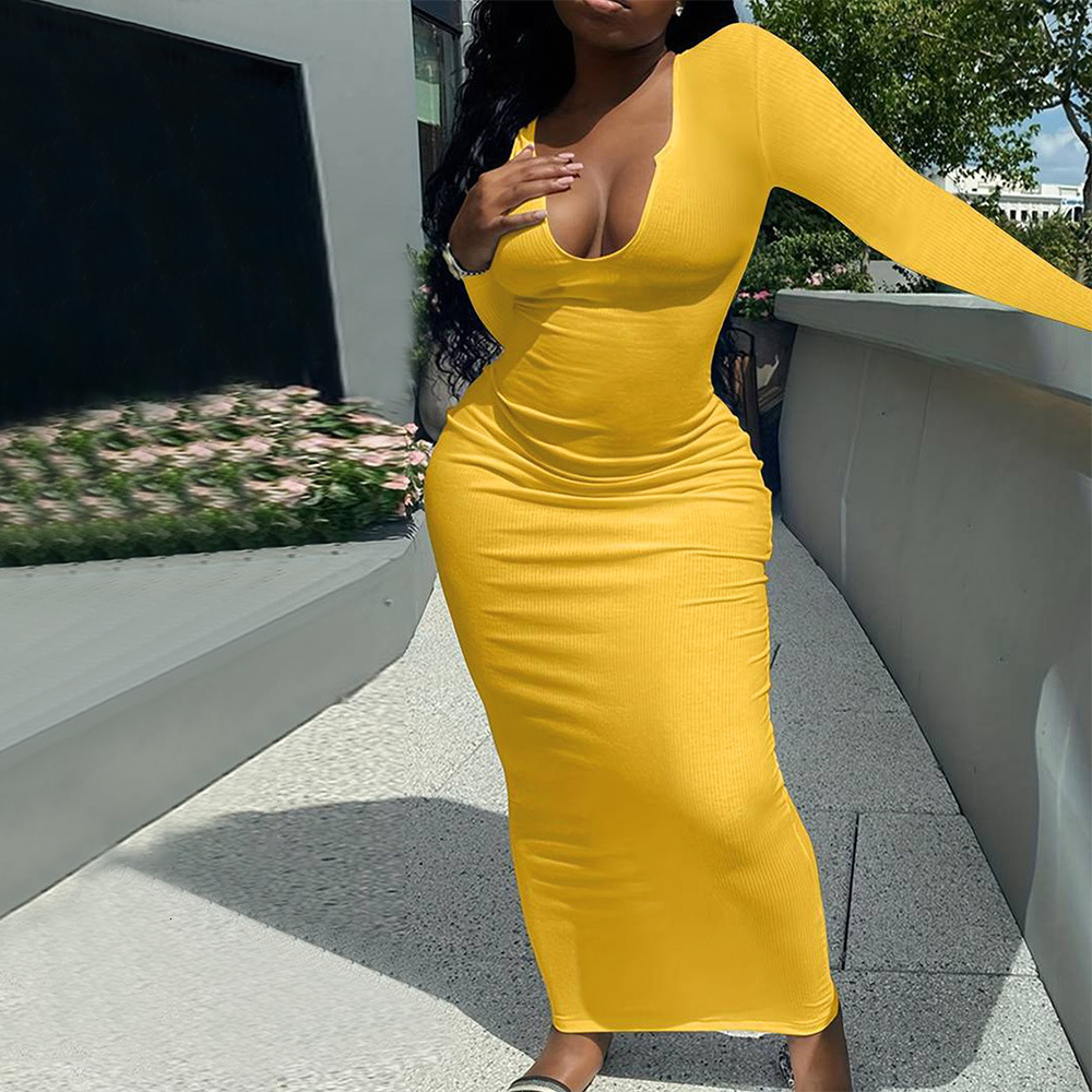 Plus Size Womens Sexy V-neck Long Sleeved Dress for Summer Instagram Influencers Socialite with Hip Hugging Long Skirt