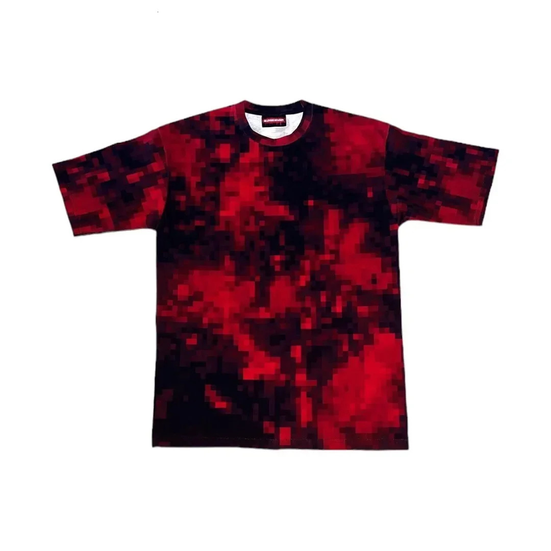 Y2K Gothic Harajuku Mosaic Blood Print T-shirt Men Loose Street Style Short-sleeved Hip-hop Trend T-shirt 250515