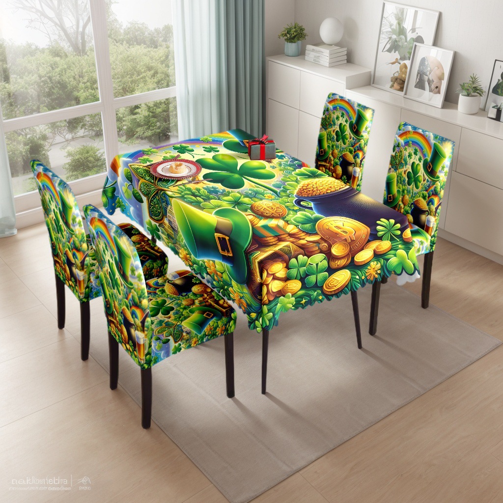 T0467 Waterproof Printed Tablecloth Restaurant Home Printed Chair Cover Tablecloth Chair Cover Decoration Set Patrick