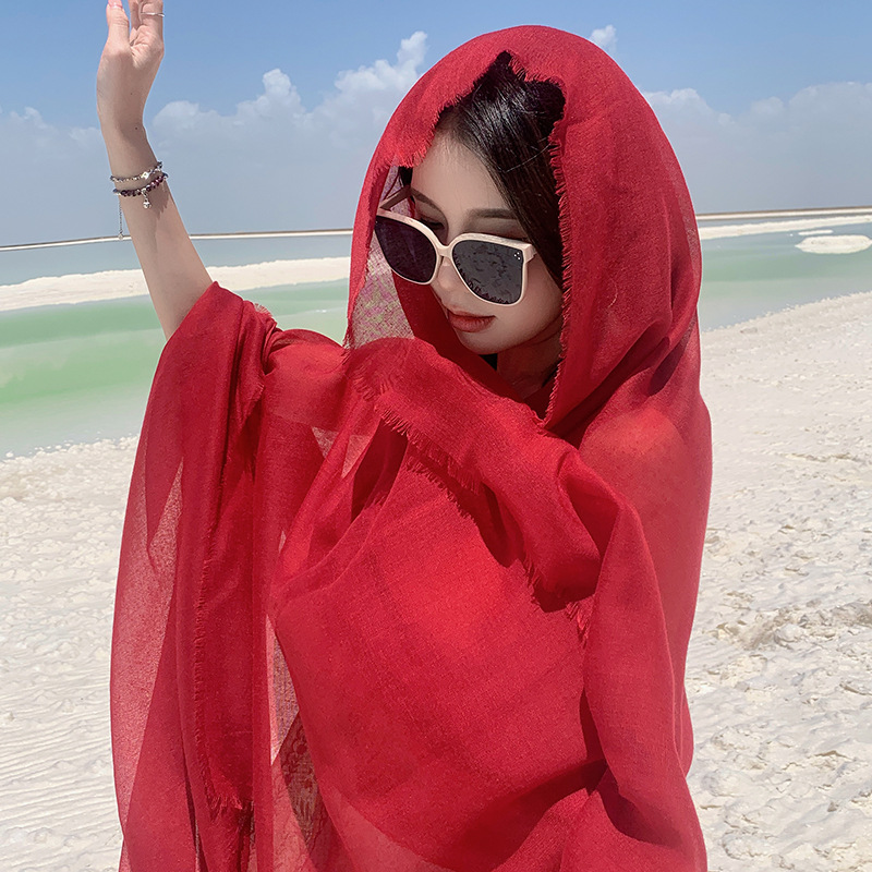 K737 Summer seaside vacation photography cloak large cloak leisure comfortable breathable scarf cloak ethnic style travel shawl