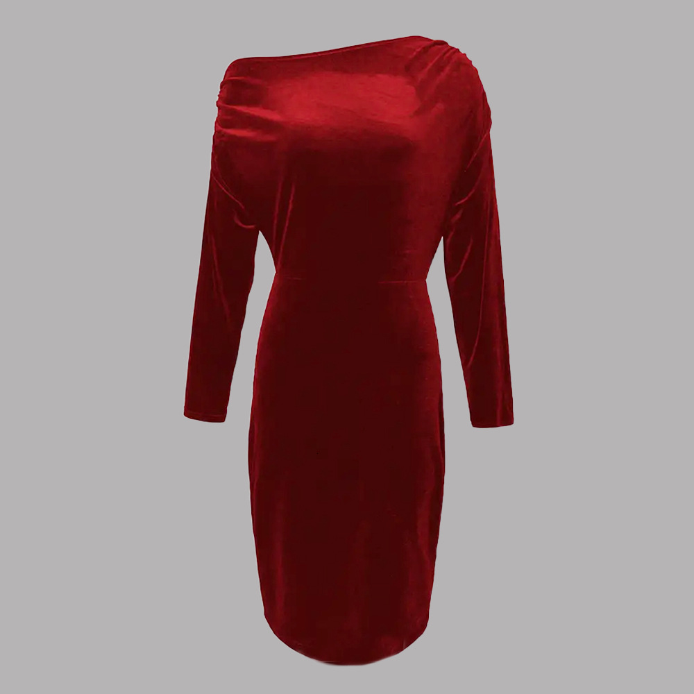 Large Size Womens Elegant Socialite Dress Autumn and Winter High-end Feeling Slim Fit Red Mid Length Skirt