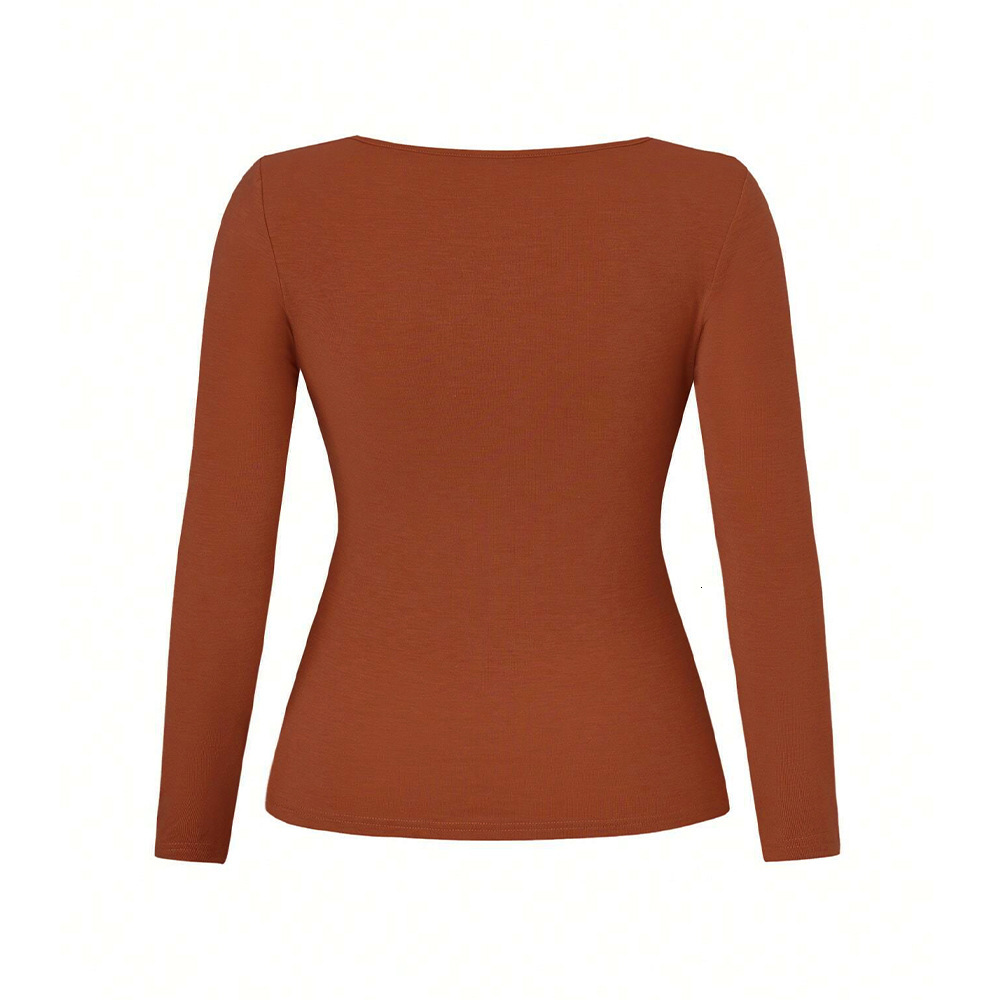 Large Size Womens Clothing Autumn and Winter New Item Slim Fit Waist Cinched Knitted Shirt Long Sleeved T-shirt Temperament Top