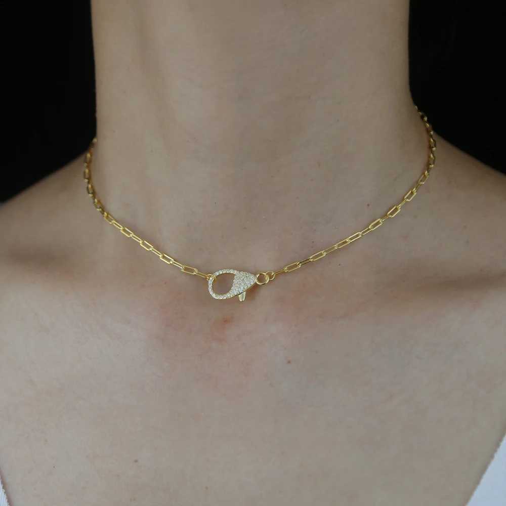 100% 925 Sterling Silver Classic Clear Cz Paved Lobster Charm Choker Jewelry Summer For Wen Fashion Lobster Pendant Necklace X2505161