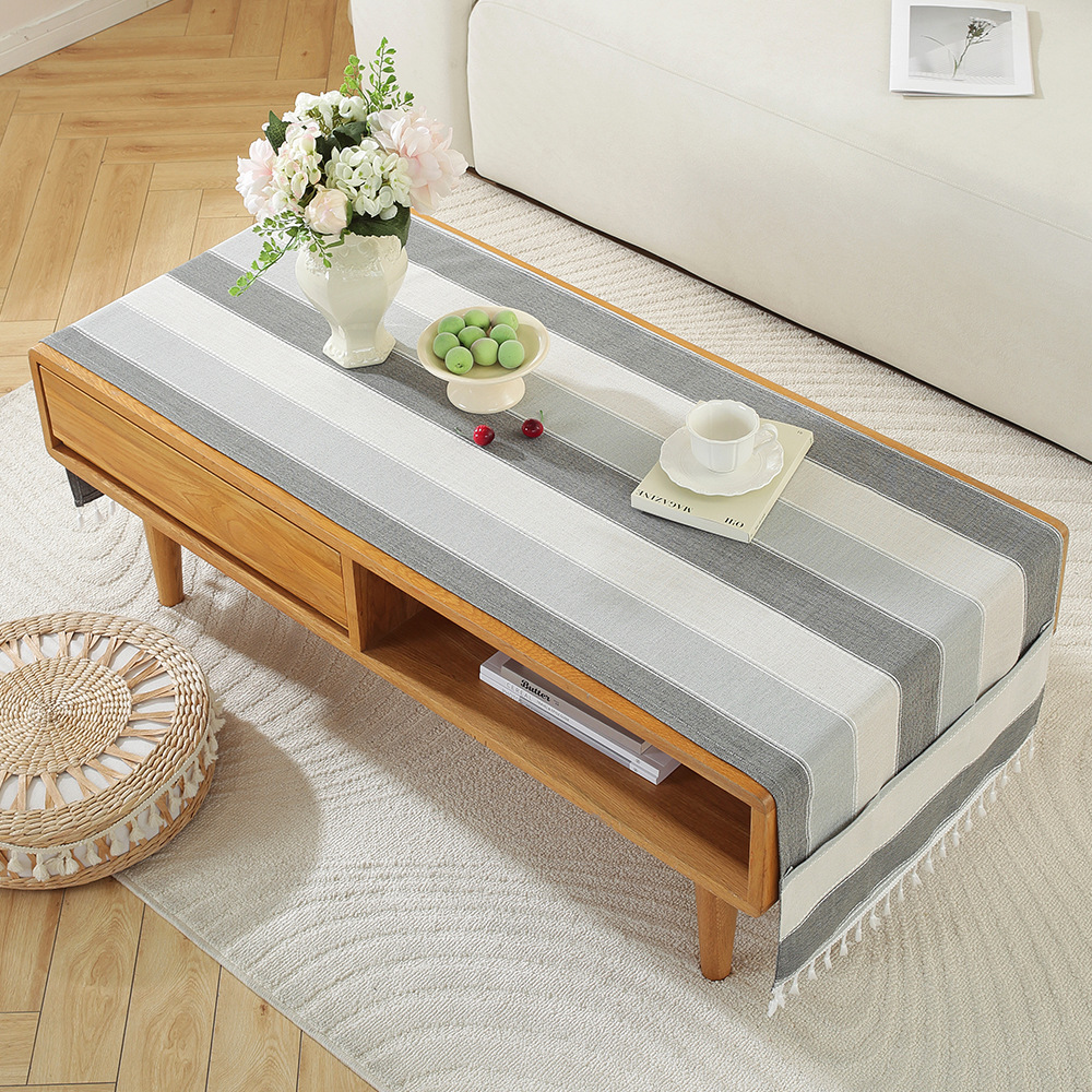 A750 Nordic home modern simple cotton and linen storage cover cloth rectangular tablecloth living room TV cabinet coffee table cover towel spot