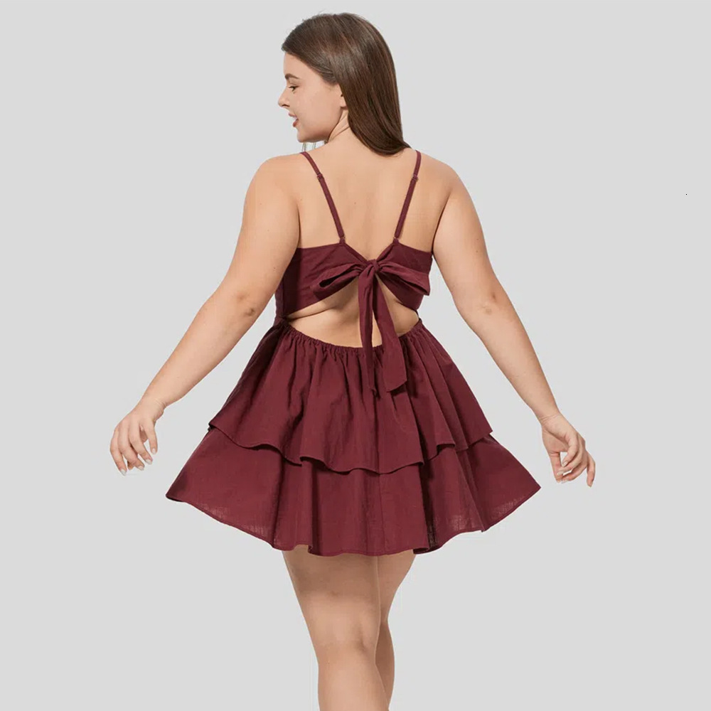 Large Size Womens Spring/summer Open Back Short Skirt Sexy Suspender Dress