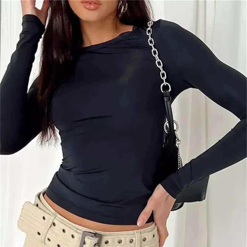 Women Long Sleeve T Shirt Spring Autumn Solid Slim Fit Casual Shirts Female Pullovers Basic Tee Y2k Clothes Streetwear Crop Tops 241029 designer bag