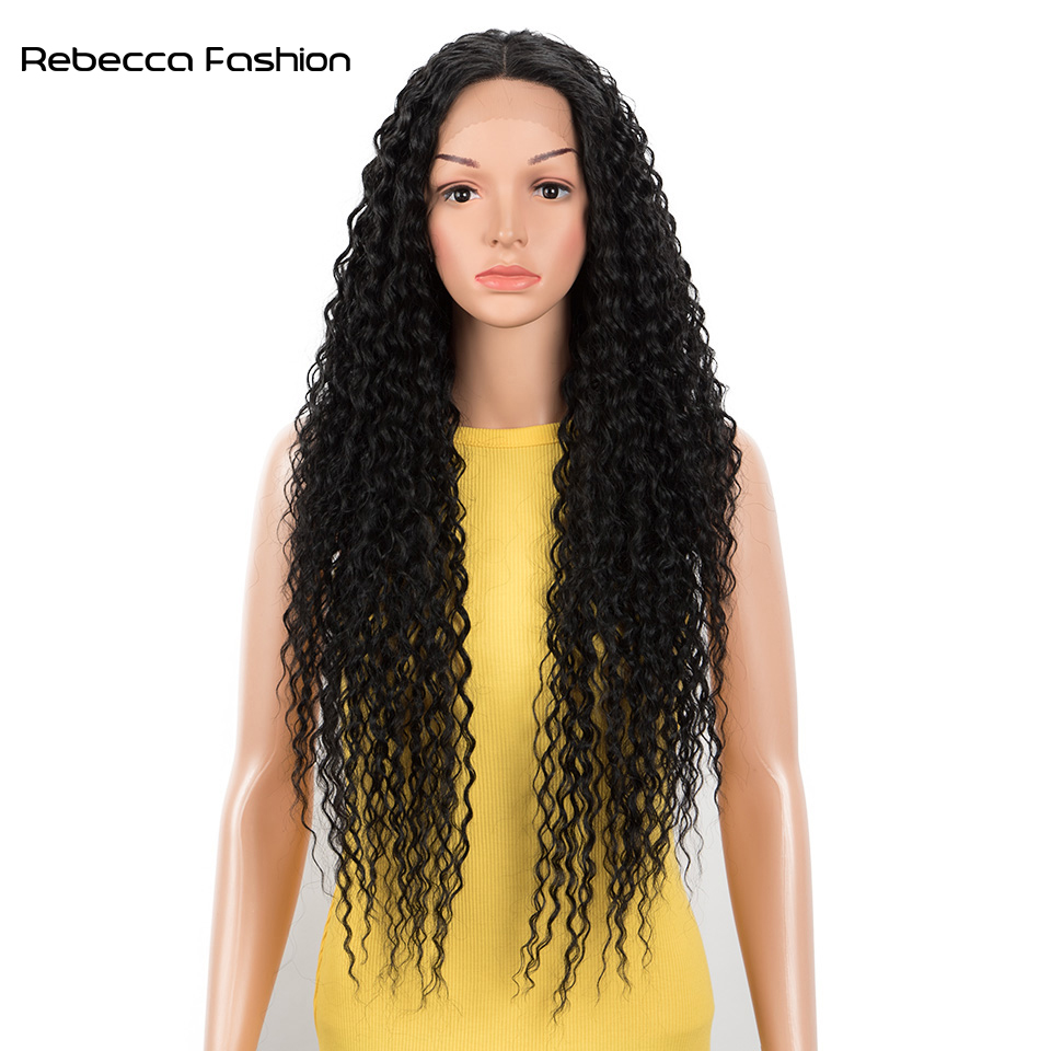Rebecca Fashion 30 Inch Synthetic Kinky Curly Wigs Omber Blonde Lace Wig High Temperature Fiber Hair For Black Women Cosplay