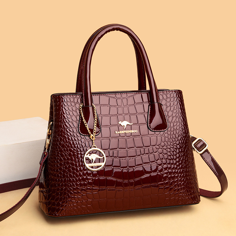 Free shipping 2025 Hot Sale Croc-Pattern Shoulder Bag - Shiny Designer Handbag for Women