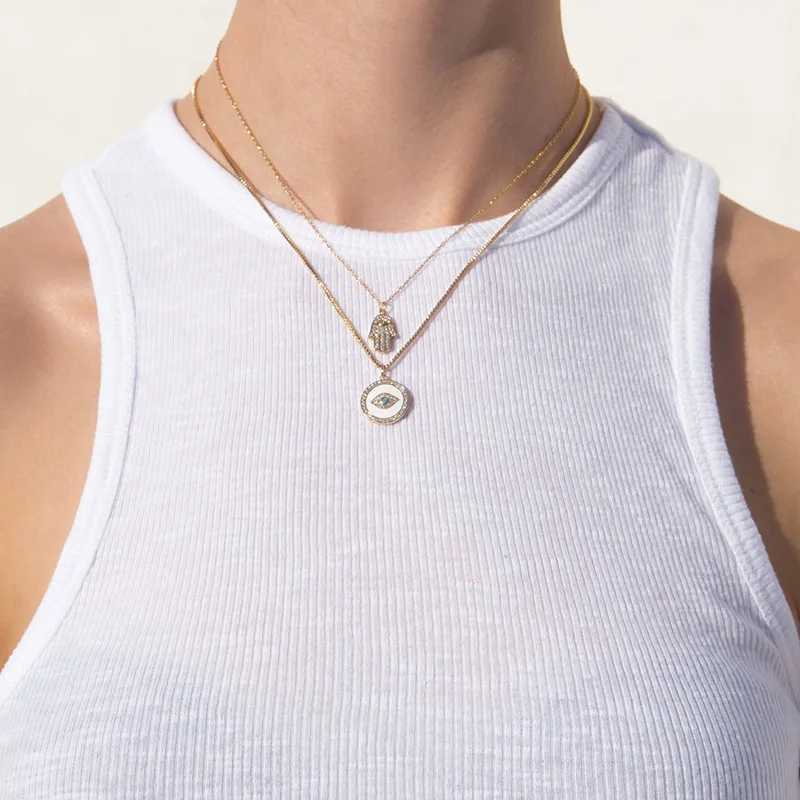 Aide 925 Sterling Silver Punk Bling Out Hamsa Hand Necklace for Men Wen Gift Fatima Zircon Palm Pendants Necklace Jewelry X2505161