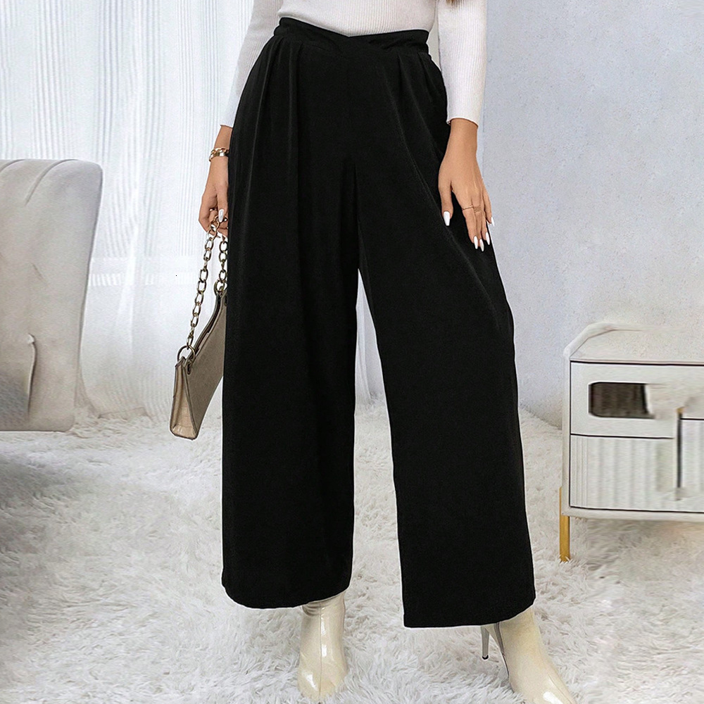 Oversized Womens Elastic Waisted High Waisted Wide Leg Pants with a Stylish and Casual Design Straight Leg Slimming Pants