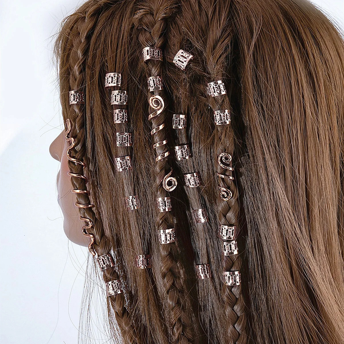 28PCS European and American Viking Celtic knot retro ethnic style spiral snake shaped dirty braid hair clip accessories 250515